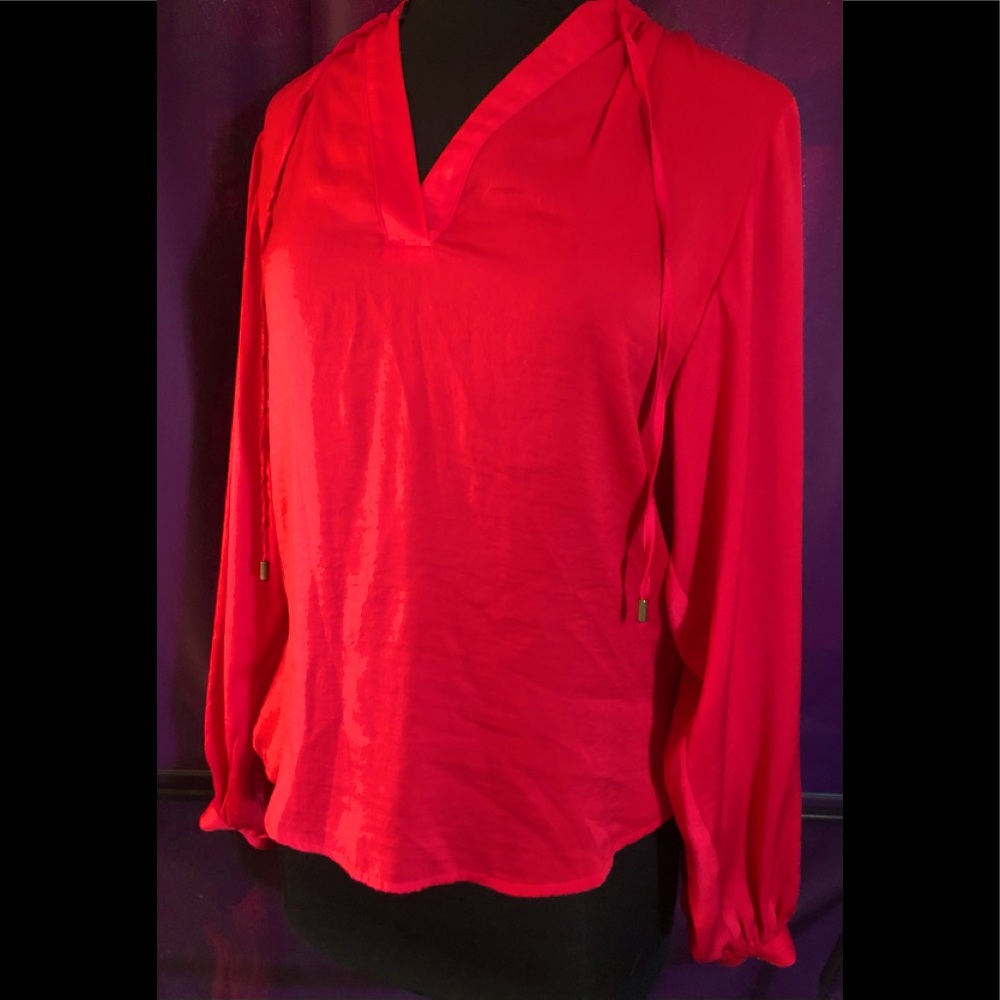 Silky, flowy, red blouse by H&M. Size 4, fits Large!